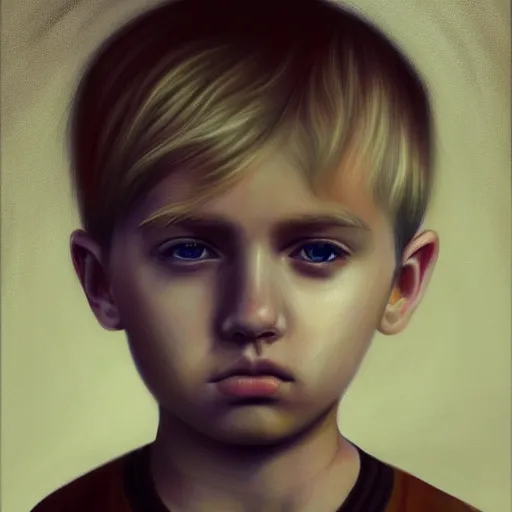 Image similar to highly detailed painting of deep sadness alone, young blonde boy, expressive emotional sadness piece, trending on art station, abstract emotional sadness expression, very very very beautiful, digital art