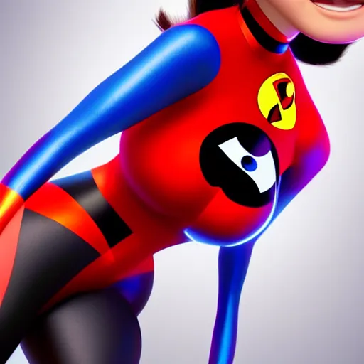 Image similar to pixar render, the incredibles, christina hendricks as elastigirl, 3 d render, smooth colors