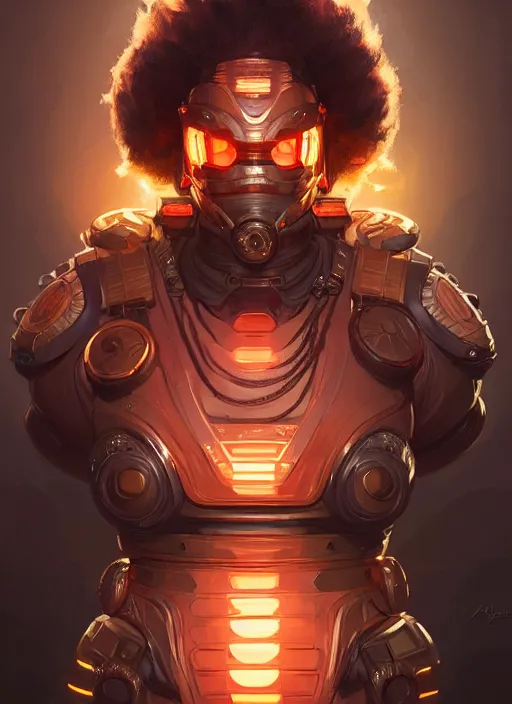 Image similar to portrait of apex legends juggernaut, intricate, elegant, glowing lights, highly detailed, digital painting, artstation, glamor pose, concept art, smooth, sharp focus, illustration, art by artgerm and greg rutkowski, artey freytag