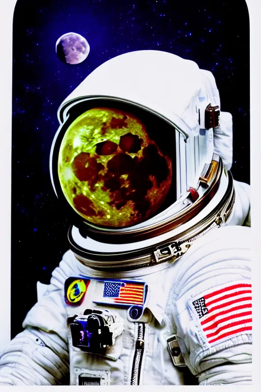 Image similar to extremely detailed portrait of space astronaut, wearing gloves, holds iphone, iphone visible, iphone in hand, reflection of the moon in visor, alien looking over shoulder from behind, extreme close shot, dramatic backlight, award winning photo by david lachapelle