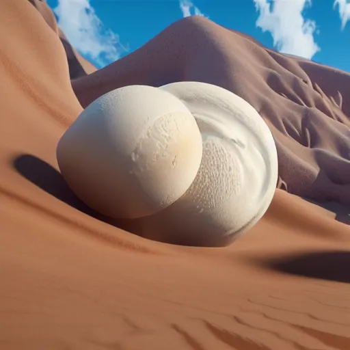 Image similar to a realistic planet made of icecream with sea of milk and chocolate mountains, super realistic, unreal engine, octane render, 8 k