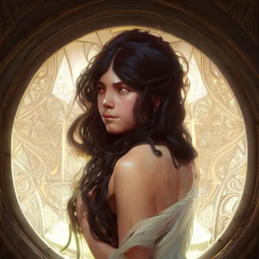 Image similar to Isabella, child of dark, highly detailed, digital painting, artstation, concept art, smooth, sharp focus, illustration, Unreal Engine 5, 8K, art by artgerm and greg rutkowski and alphonse mucha