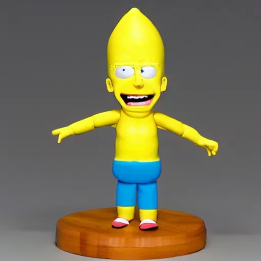 Image similar to conehead bart simpson, melting action figure