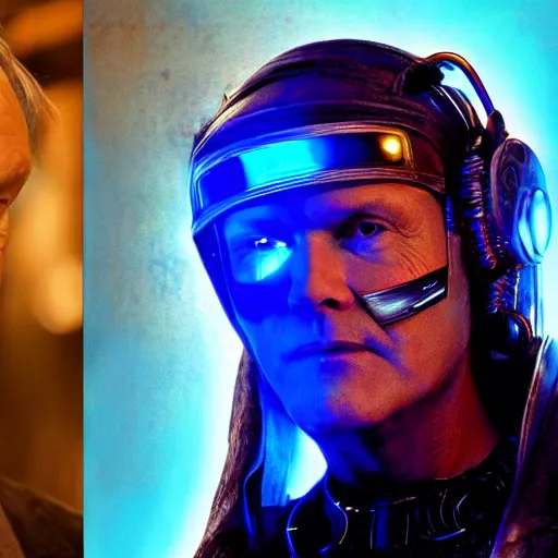 Image similar to Anthony Head as Cyberpunk Uther