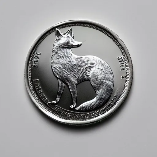 Image similar to a commemorative silver coin depicting a noble fox, today's featured numismatics photography 1 6 k