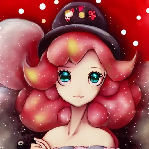 Image similar to princess peach holding a red and white spotted mushroom, beautiful portrait, Danbooru, anime, HD wallpaper, detailed, digital art