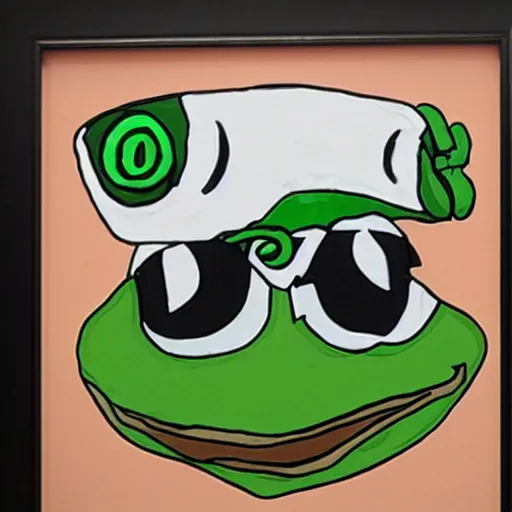 Prompt: The Pepe frog dressed as a modern French artist