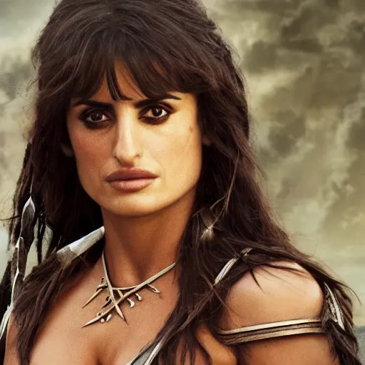 Image similar to penelope cruz from the new conan the barbarian movie, movie still, 8 k, realistic