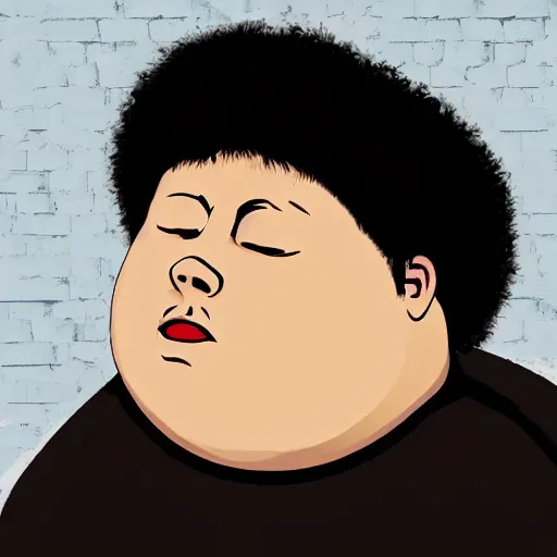 Prompt: an obese man with a neck full of hair