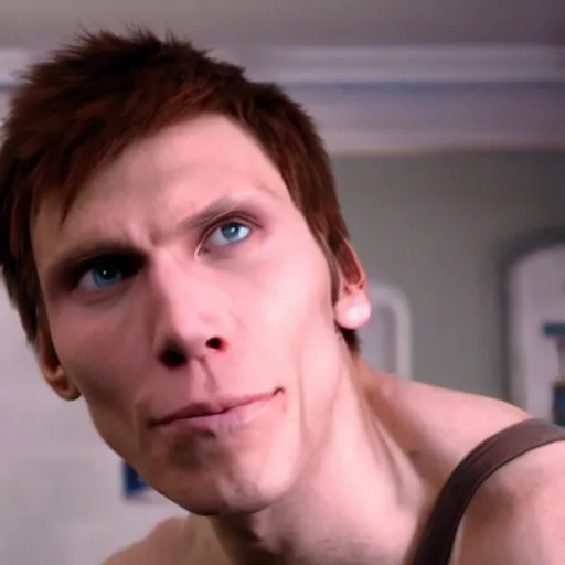 Image similar to Live Action Still of Jerma in Scott Pilgrim, real life, hyperrealistic, ultra realistic, realistic, highly detailed, epic, HD quality, 8k resolution, body and headshot, film still