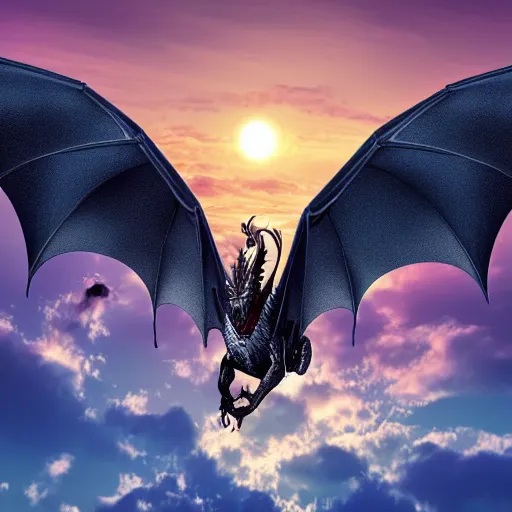 Prompt: A person riding a dragon, sunset, realistic