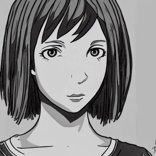 Image similar to Millie Bobby Brown in black and white anime