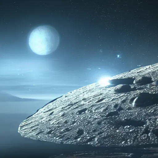 Image similar to night on alderaan, mysterious, 4k, cinematic, movie still, distance shot, beautiful