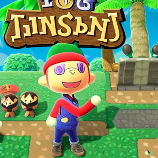 Prompt: Tingle on the cover of an Animal Crossing album