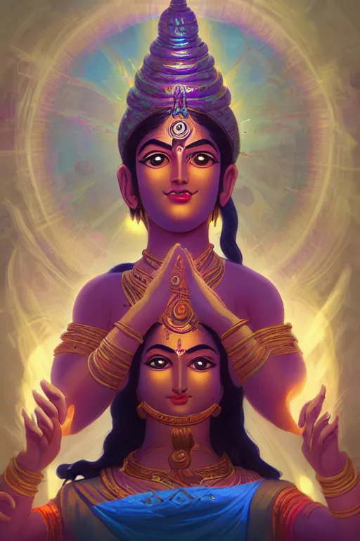 Prompt: an ancient hindu deity with third eye open in infinite consciousness in 4 k design by lois van baarle by sung choi by john kirby artgerm and greg rutkowski