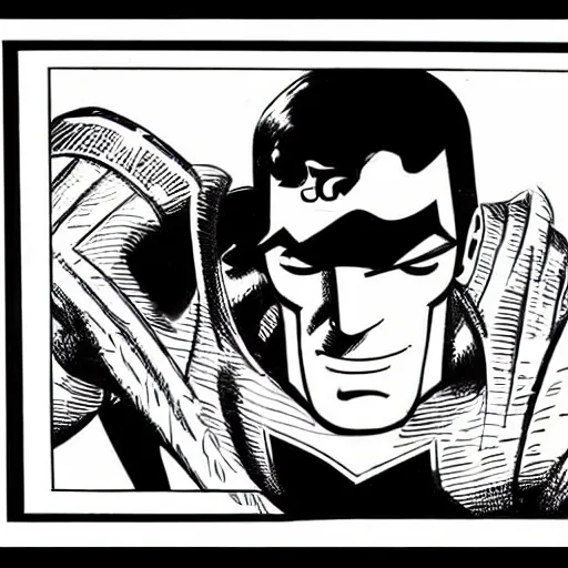 Prompt: soviet russian superman with an eyepatch, close up, by will eisner