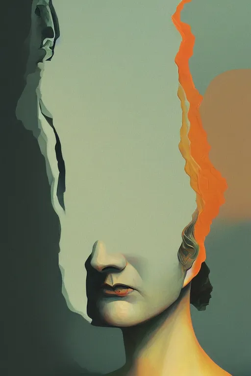 Image similar to woman smack bread and digital glitch head Edward Hopper and James Gilleard, Zdzislaw Beksisnski, higly detailed
