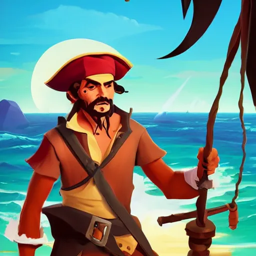 Image similar to painting jack the pirate on sea of thieves game avatar hero smooth face median photoshop filter cutout vector behance hd by jesper ejsing, by rhads, makoto shinkai and lois van baarle, ilya kuvshinov, rossdraws, illustration, art by ilya kuvshinov and gustav klimt