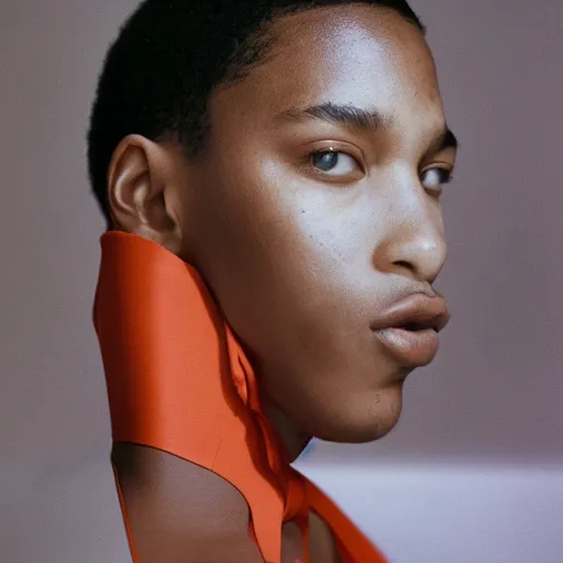 Image similar to realistic! photoshoot for a new balenciaga lookbook, color film photography, portrait of a beautiful woman, photo in style of tyler mitchell, 35mm