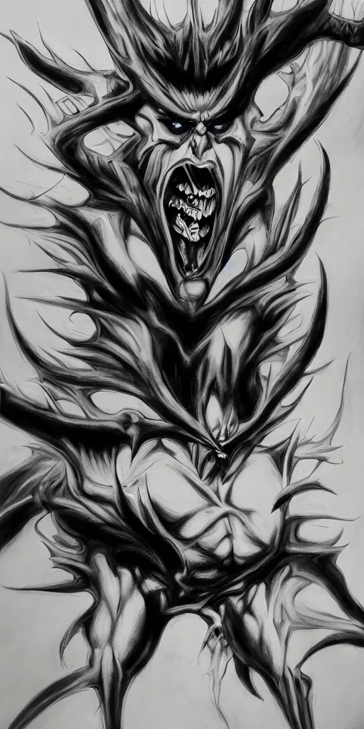 Image similar to devilman creature about to dominate the world airbrush artbook