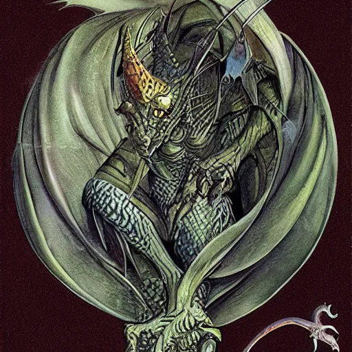 Image similar to vector art of a dragon by brian froud and ed binkley