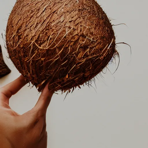 Prompt: a photo of a brown coconut is wearing a dress