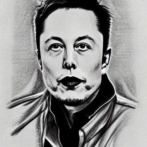 Prompt: pencil drawing of Elon musk