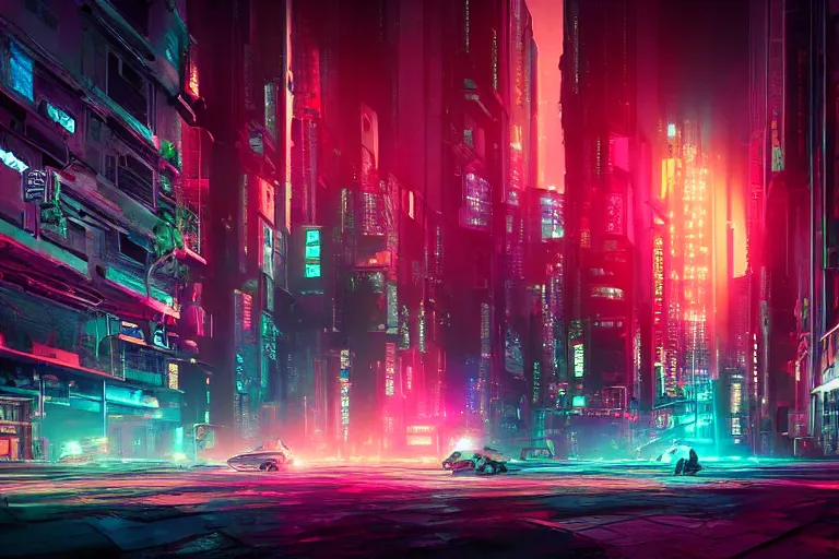 Prompt: artwork of bright cyberpunk glow, epic mysterious surrealism, digital matte painting in the style of liam wong
