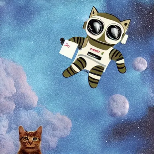 Image similar to a cat astronaut floating in space