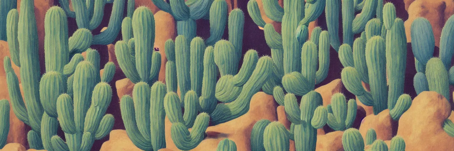 Image similar to arizona cactus painting magritte