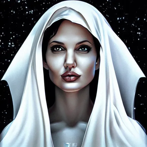 Image similar to young angelina jolie as virgin mary, marvel comics by artgerm,