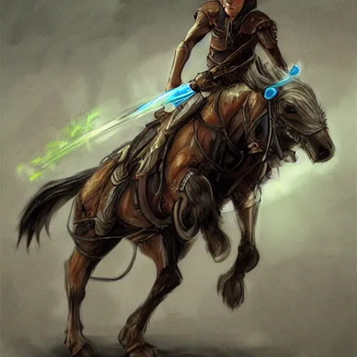 Prompt: Link on Horse :: in biopunk style :: concept art