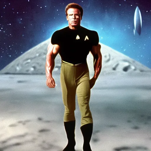 Image similar to arnold schwarzenegger in star trek the next generation, 4 k hd still