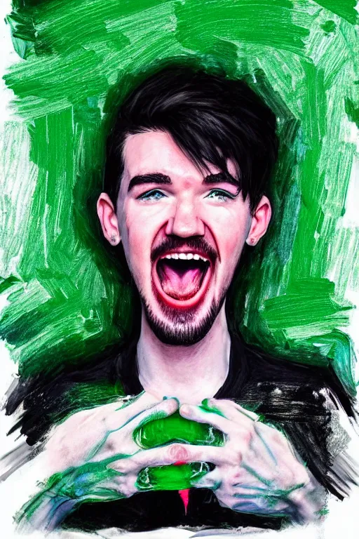 Prompt: Sean McLoughlin, jacksepticeye, irish youtuber, solo portrait, screaming as loud as he can 🎨🖌️