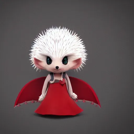 Prompt: cute fumo plush of a hedgehog girl with prickly spines, character design contest winner, silhouette, artstation, vray, anime girl, gothic dress