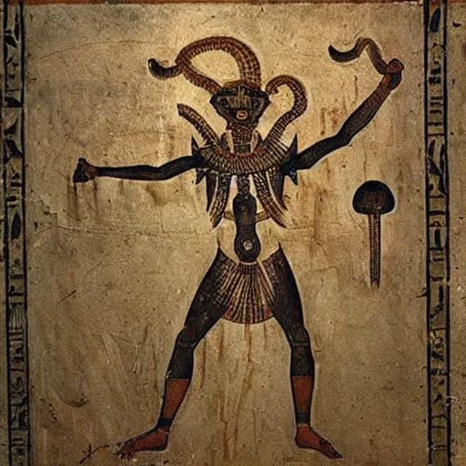 Image similar to ancient egyptian art of xenomorph alien