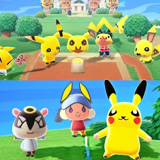 Image similar to Pikachu in Animal Crossing