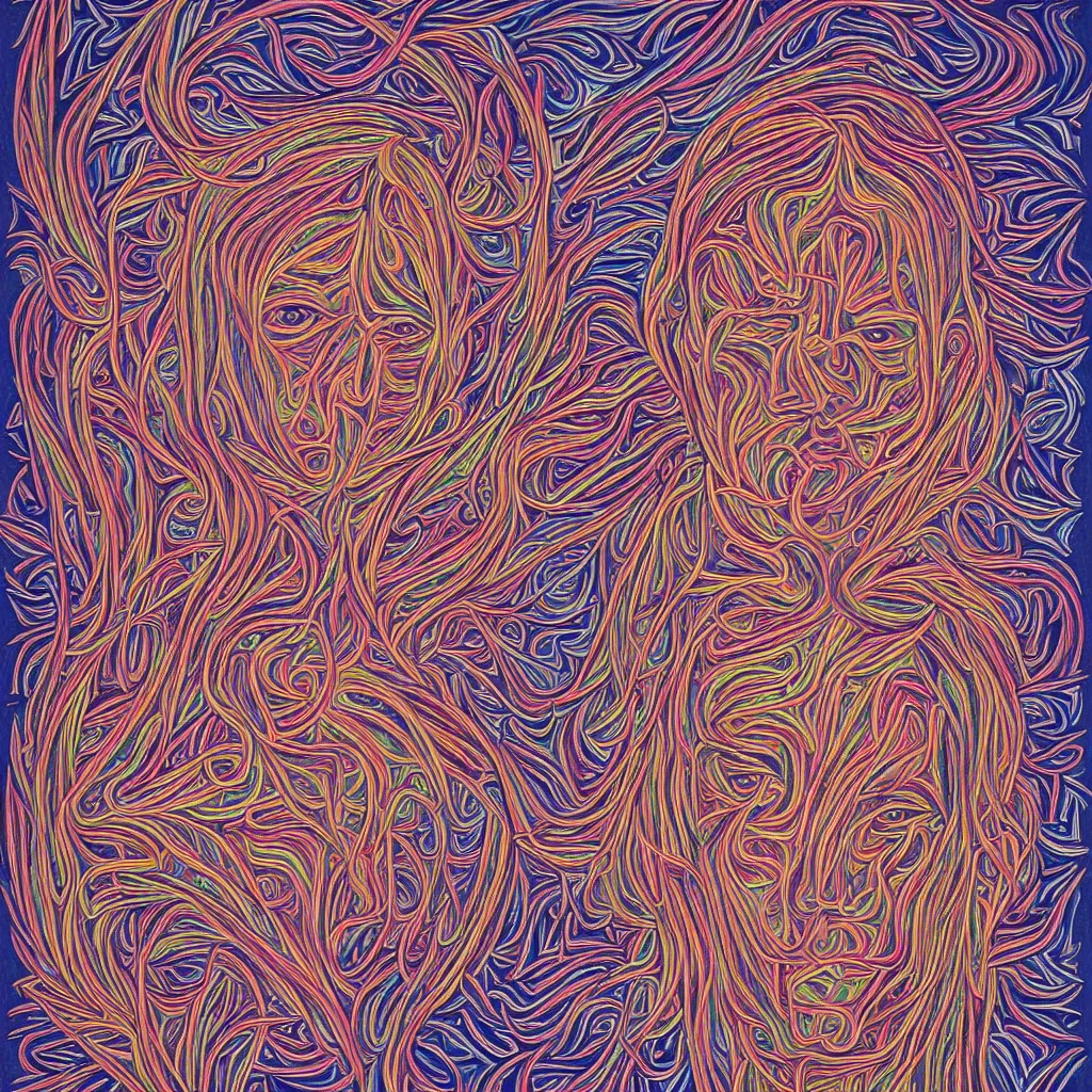 Prompt: I think therefore I am by Alex Grey