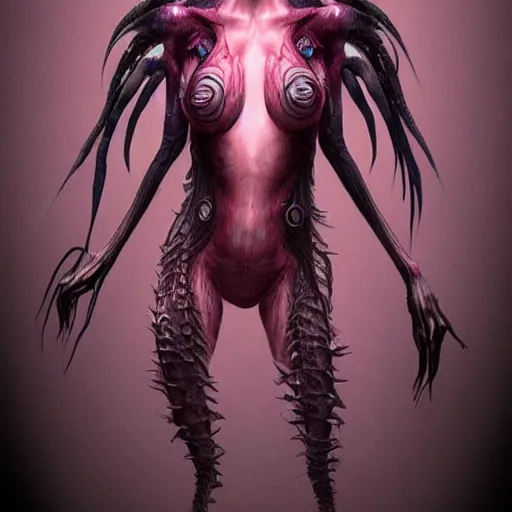 Image similar to a monstrous inhuman eldritch humanoid feminine kaiju trending on artstation deviantart Pinterest furaffinity detailed realistic High Resolution HD 8k