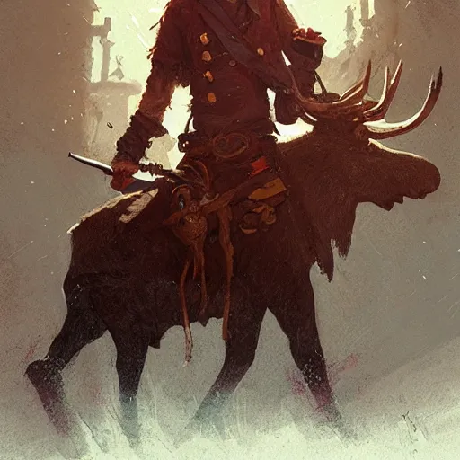 Image similar to pirate with moose head by greg rutkowski