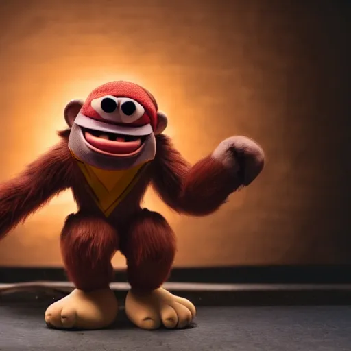 Prompt: A still of Donkey Kong as a muppet, photo real, photographic, photograph, artstation, trending, award winning, epic lighting, featured
