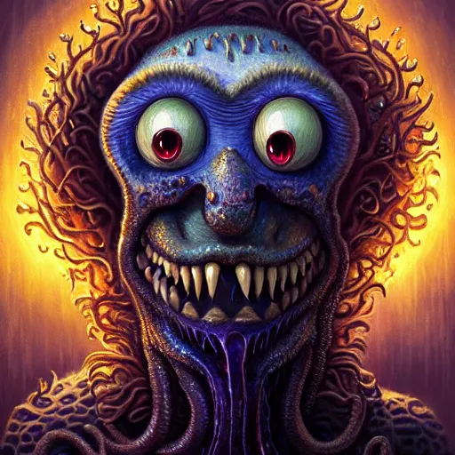 Image similar to portrait of SpongeBob as a large Lovecraftian monster, fantasy, intricate, elegant, highly detailed, digital painting, artstation, concept art, smooth, sharp focus, illustration, art by artgerm and greg rutkowski