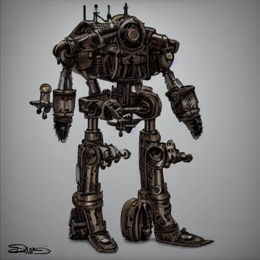 Image similar to steampunk mech. atmospheric. realistic