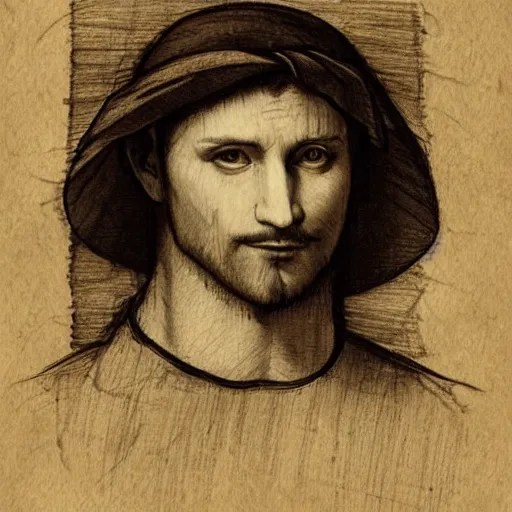 Prompt: markplier portrait sketch, by da vinci, sketch, traditional art