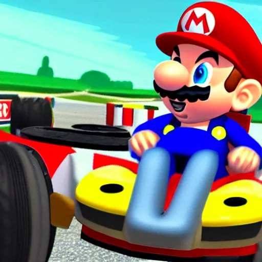 Image similar to eminem in mario kart