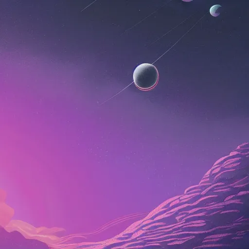 Prompt: a detailed digital painting of a marble - like planet orbiting a large purple sun in space in a sea of stars, by alena aenami, petros afshar and greg rutkowski trending on artstation, deviantart, planet, clouds, earth, exoplanet, stars, nubulae
