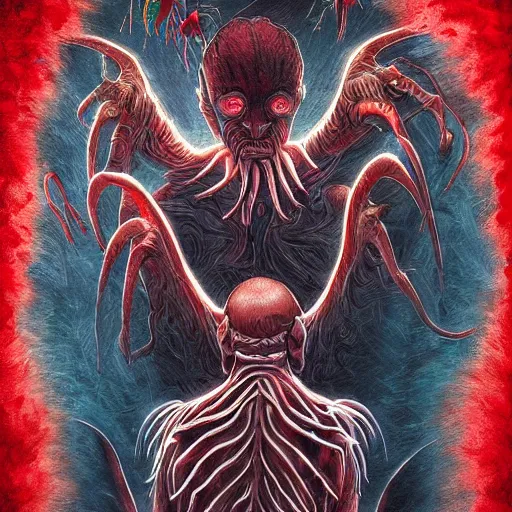 Image similar to the Demogorgon from stranger things, artstation hall of fame gallery, editors choice, #1 digital painting of all time, most beautiful image ever created, emotionally evocative, greatest art ever made, lifetime achievement magnum opus masterpiece, the most amazing breathtaking image with the deepest message ever painted, a thing of beauty beyond imagination or words