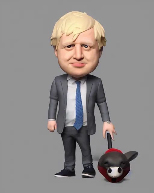 Image similar to full body 3d render of boris johnson as a funko pop, Funko pop, studio lighting, white background, blender, trending on artstation, 8k, highly detailed