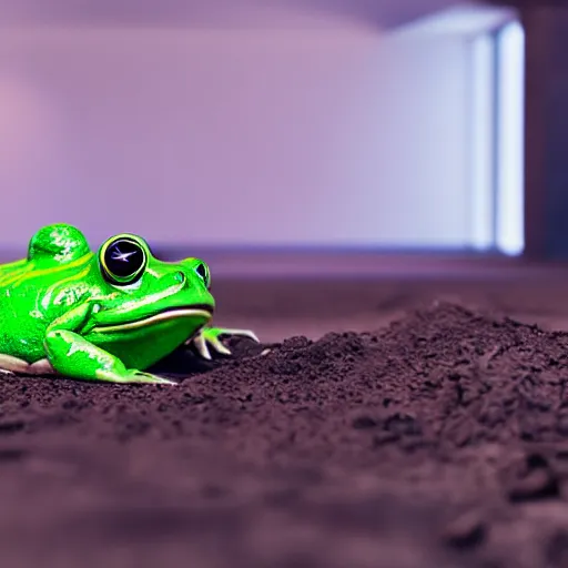 Prompt: 🐸🧢 ,Octane render, nitrogen-rich soil, ambient lighting, 8k, unreal engine, CGI, focus, no blur, cinematic, matte, photo-realistic.