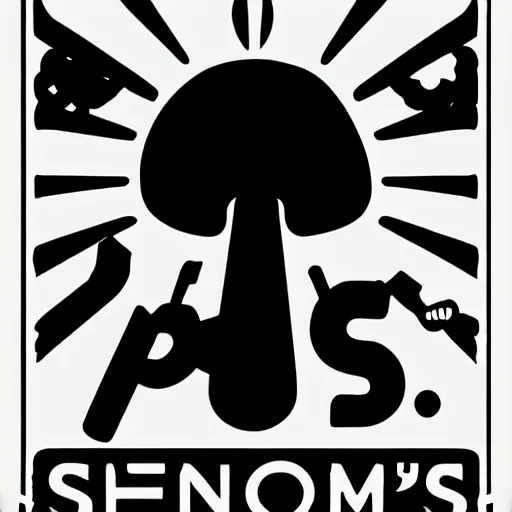 Prompt: spencers shroomery logo. mushroom theme, futuristic style, by aaron draplin